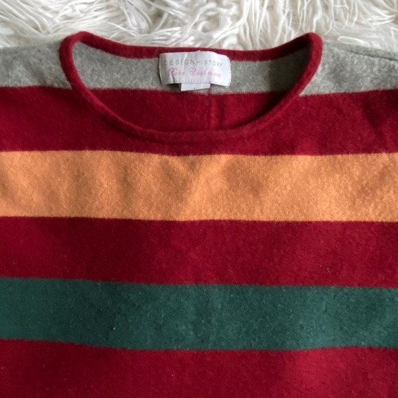 Design History Pure Cashmere Striped Crew Neck Boxy Sweater, Size S - Picture 2 of 5